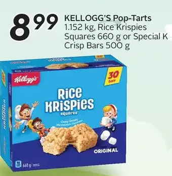 Sobeys Kellogg's pop-tarts, rice krispies squares or special k crisp bars offer
