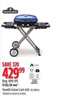 Canadian Tire Napoleon travelq scissor cart grill offer