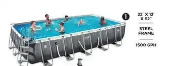 Canadian Tire Coleman rectangular steel frame swimming pool with ladder, 22-ft x 12-ft x 52-in offer