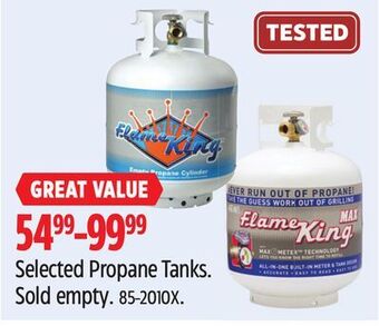 Canadian Tire Flame king selected propane tanks offer
