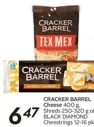 Sobeys Cracker barrel cheese, shreds or black diamond cheestrings offer