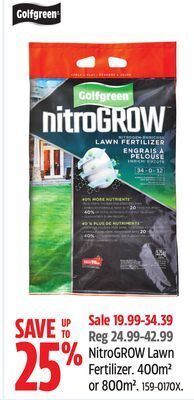 Canadian Tire Golfgreen nitrogrow lawn fertilizer offer