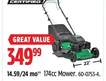 Canadian Tire Certified 174cc mower offer