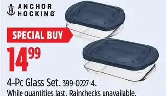 Canadian Tire Anchor hocking 4-pc glass set offer