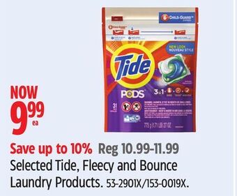 Canadian Tire Selected tide, fleecy and bounce laundry products offer