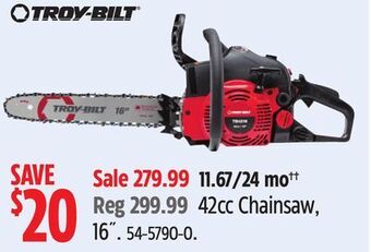 Canadian Tire Troy-bilt 42cc chainsaw, 16 offer