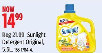 Canadian Tire Sunlight detergent original, 5.6l offer