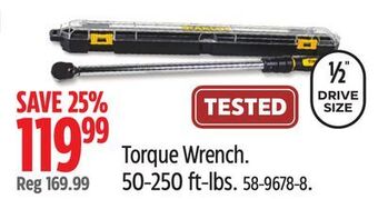 Canadian Tire Stanley torque wrench offer