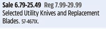 Canadian Tire Olfa selected utility knives and replacement blades offer
