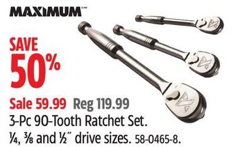 Canadian Tire Maximum 3-pc 90-tooth ratchet set offer