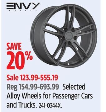 Canadian Tire Envy selected alloy wheels for passenger cars and trucks offer