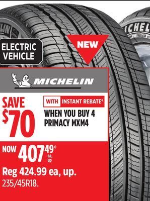 Canadian Tire Michelin primacy mxm4 tire offer