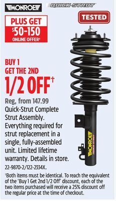 Canadian Tire Monroe quick-strut complete strut assembly offer