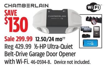 Canadian Tire Chamberlain 1⁄2-hp ultra-quiet belt-drive garage door opener with wi-fi offer