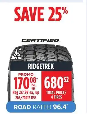 Canadian Tire Certified ridgetrek tire offer