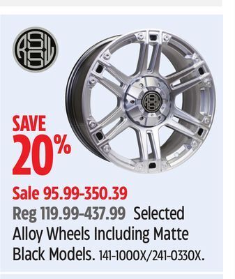 Canadian Tire Selected alloy wheels including matte black models offer