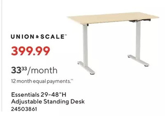 Staples Union & scale essentials 29-48 h adjustable standing desk offer
