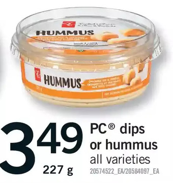 Fortinos Pc dips or hummus offer