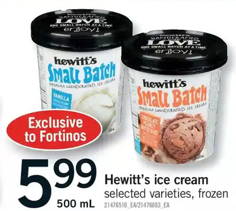 Fortinos Hewitt's ice cream offer