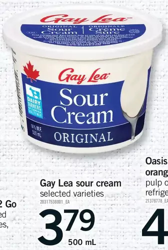 Fortinos Gay lea sour cream offer