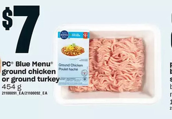 Loblaws Pc blue menu ground chicken or ground turkey offer