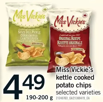 Fortinos Miss vickie's kettle cooked potato chips offer