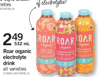 Fortinos Roar organic electrolyte drink offer