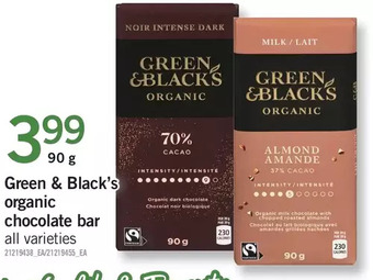 Fortinos Green & black's organic chocolate bar offer