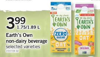 Fortinos Earth's own non-dairy beverage offer