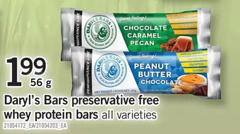 Fortinos Daryl's bars preservative free whey protein bars offer