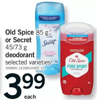 Fortinos Old spice or secret deodorant offer