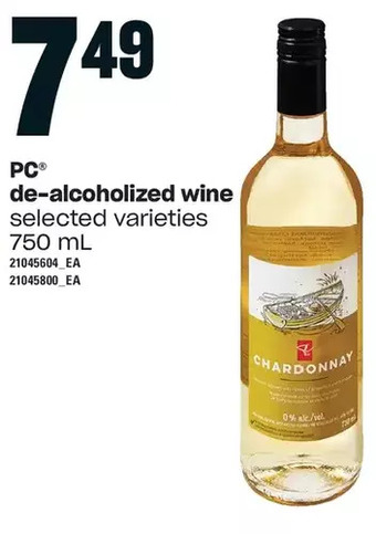 Loblaws Pc de-alcoholized wine offer