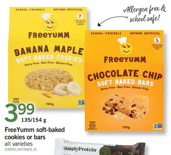 Fortinos Freeyumm soft-baked cookies or bars offer