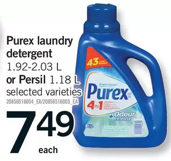 Fortinos Purex laundry detergent or persil offer