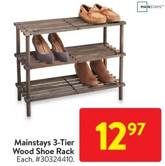 Walmart Mainstays 3-tier wood shoe rack offer