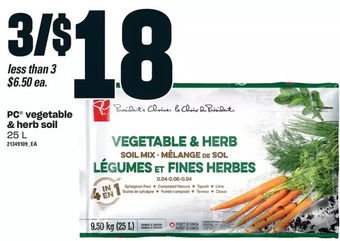 Loblaws Pc vegetable & herb soil offer
