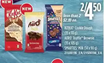 Loblaws Kitkat cookie dough, aero truffle brownie, smarties milk offer