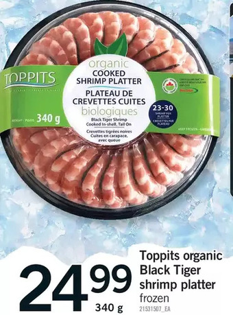 Fortinos Toppits organic black tiger shrimp platter offer