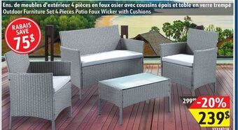 Sushi Shop Outdoor furniture set 4 pieces patio faux wicker with cushions offer
