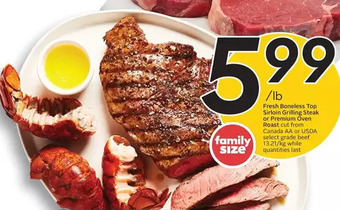 Sobeys Urban Fresh Fresh boneless top sirloin grilling steak or premium oven roast offer