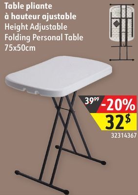 Sushi Shop Height adjustable folding personal table offer