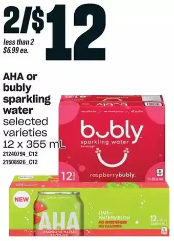 Loblaws Aha or bubly sparkling water offer