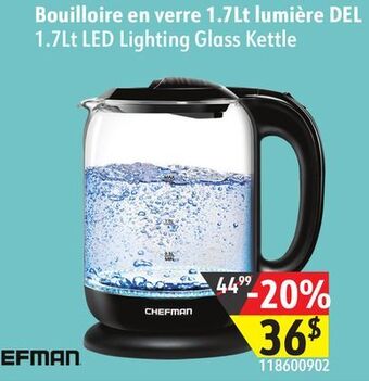 Sushi Shop Chefman 1.7lt led lighting glass kettle offer