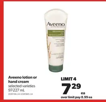 Real Canadian Superstore Aveeno lotion or hand cream, 97-227 ml offer