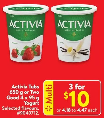 Walmart Activia tubs or two good yogurt offer