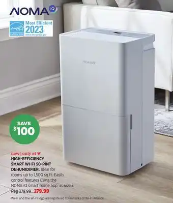 Canadian Tire Noma iq high-efficiency smart wi fi 50-pint dehumidifier offer