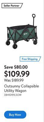 Walmart Outsunny collapsible utility wagon offer