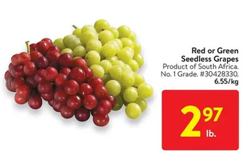 Walmart Red or green seedless grapes offer