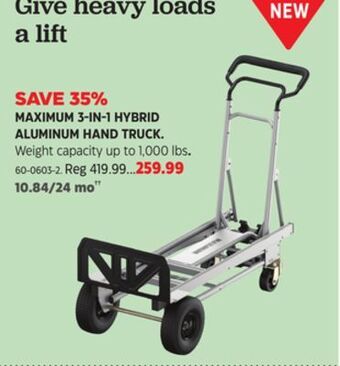 Canadian Tire Maximum 3-in-1 hybrid aluminum hand truck offer