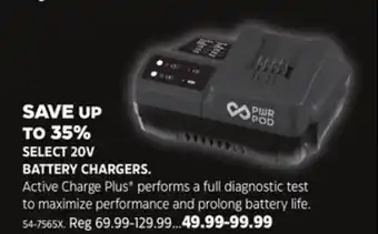 Canadian Tire Pwr pod select 20v battery chargers offer